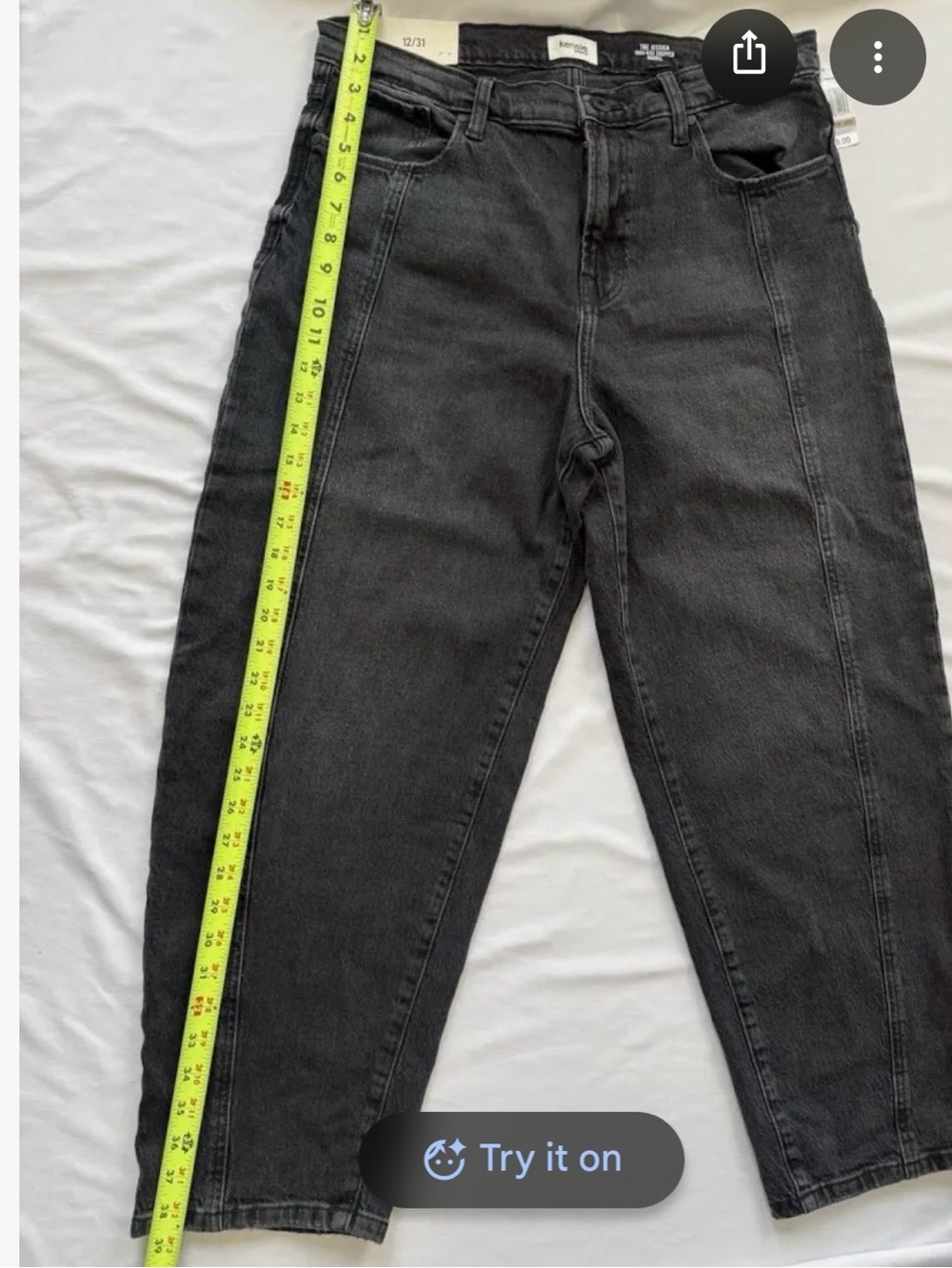 Kensie Charcoal High-Rise Wife Barrel Jeans, Cropped - Picture 2 of 7